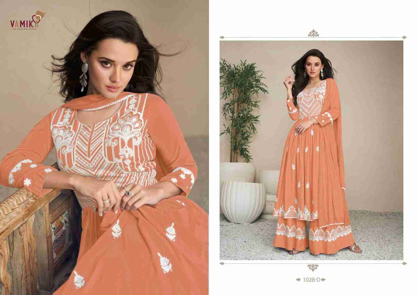 Lakhnavi Vol-5 Light List By Vamika 1028-A To 1028-E Series Beautiful Stylish Sharara Suits Fancy Colorful Casual Wear & Ethnic Wear & Ready To Wear Pure Rayon Printed Dresses At Wholesale Price