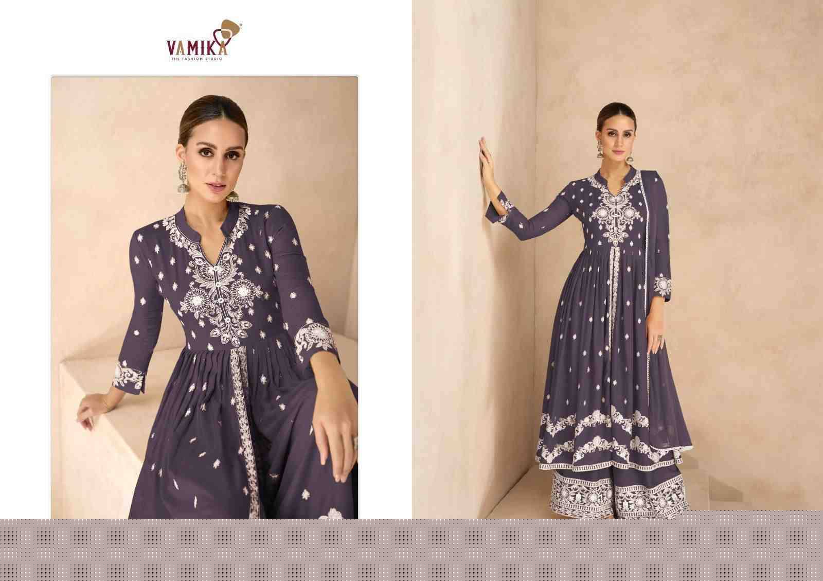 Lakhnavi Vol-6 Silver By Vamika 1031-F To 1031-J Series Beautiful Stylish Sharara Suits Fancy Colorful Casual Wear & Ethnic Wear & Ready To Wear Pure Rayon Printed Dresses At Wholesale Price