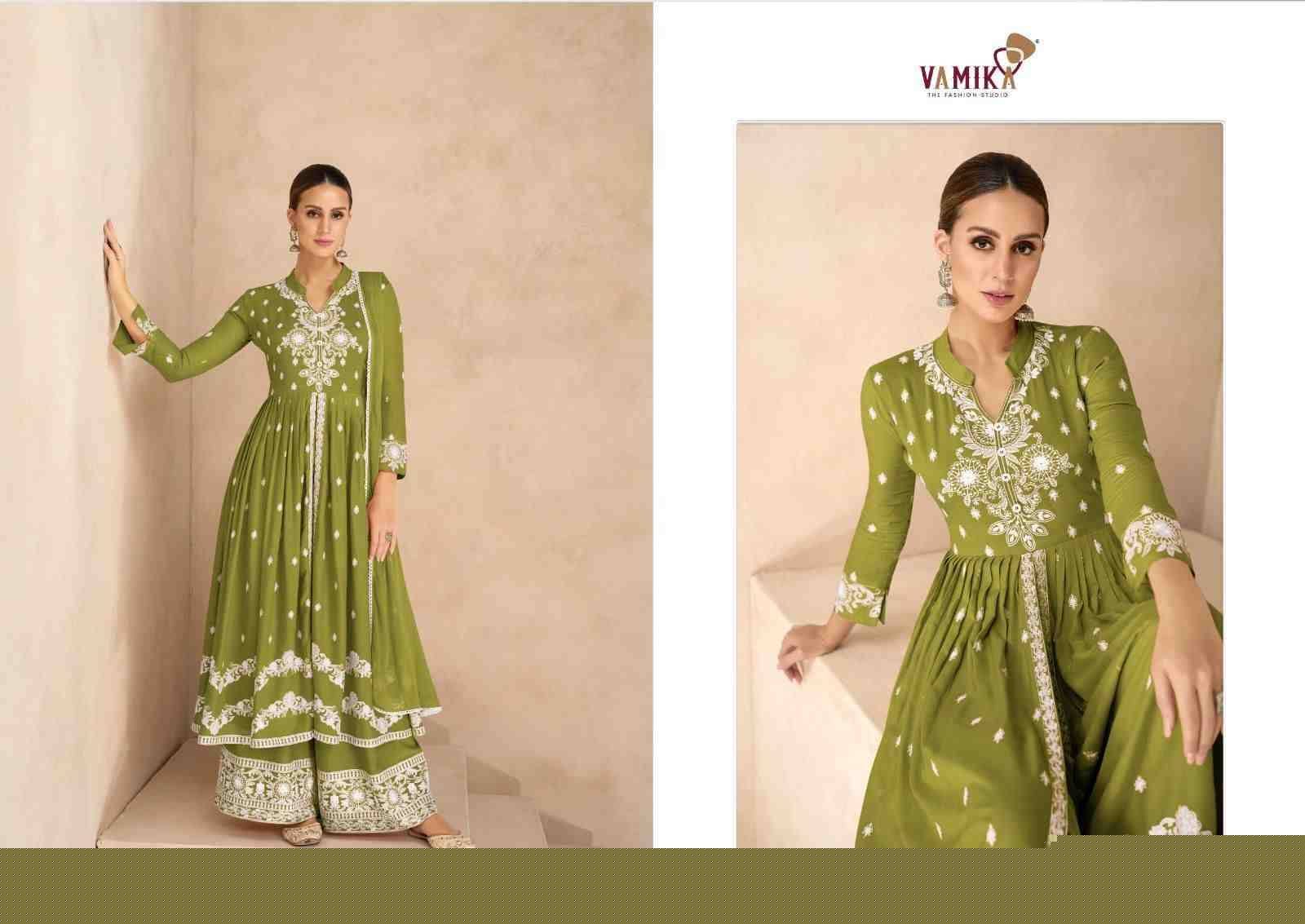Lakhnavi Vol-6 Silver By Vamika 1031-F To 1031-J Series Beautiful Stylish Sharara Suits Fancy Colorful Casual Wear & Ethnic Wear & Ready To Wear Pure Rayon Printed Dresses At Wholesale Price