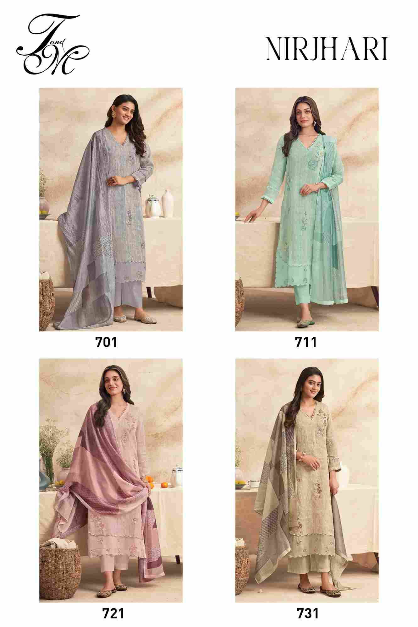 Nirjhari By T And M Designer Studio Beautiful Festive Suits Colorful Stylish Fancy Casual Wear & Ethnic Wear Pure Linen Dresses At Wholesale Price