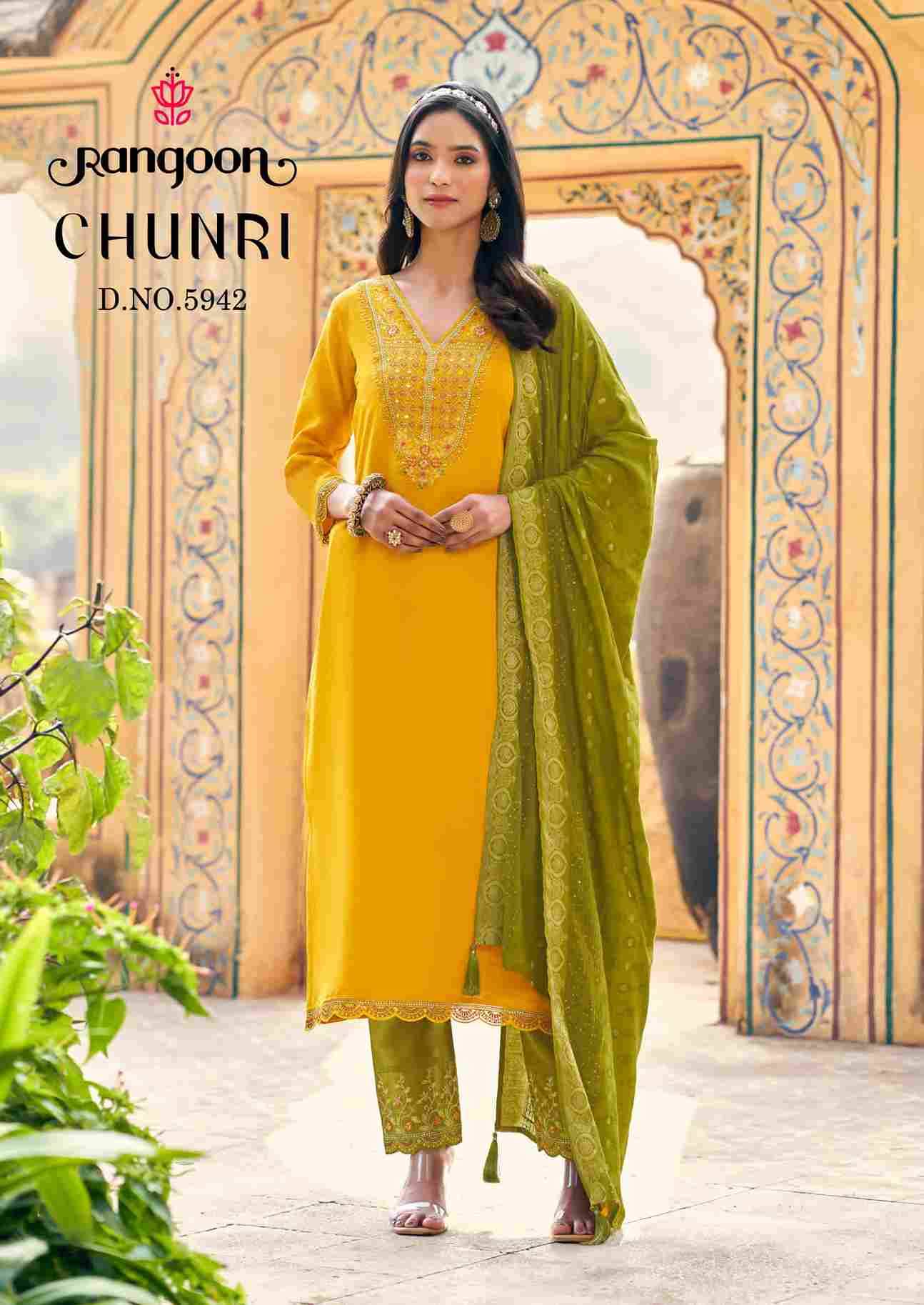Chunri By Rangoon 5941 To 5946 Series Beautiful Stylish Festive Suits Fancy Colorful Casual Wear & Ethnic Wear & Ready To Wear Viscose Embroidered Dresses At Wholesale Price