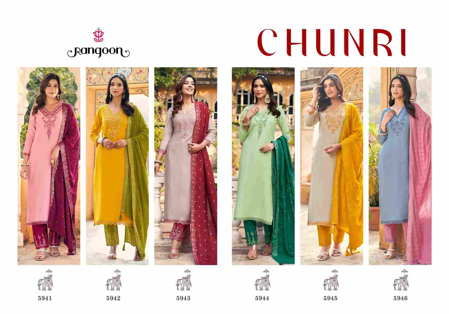 Chunri By Rangoon 5941 To 5946 Series Beautiful Stylish Festive Suits Fancy Colorful Casual Wear & Ethnic Wear & Ready To Wear Viscose Embroidered Dresses At Wholesale Price
