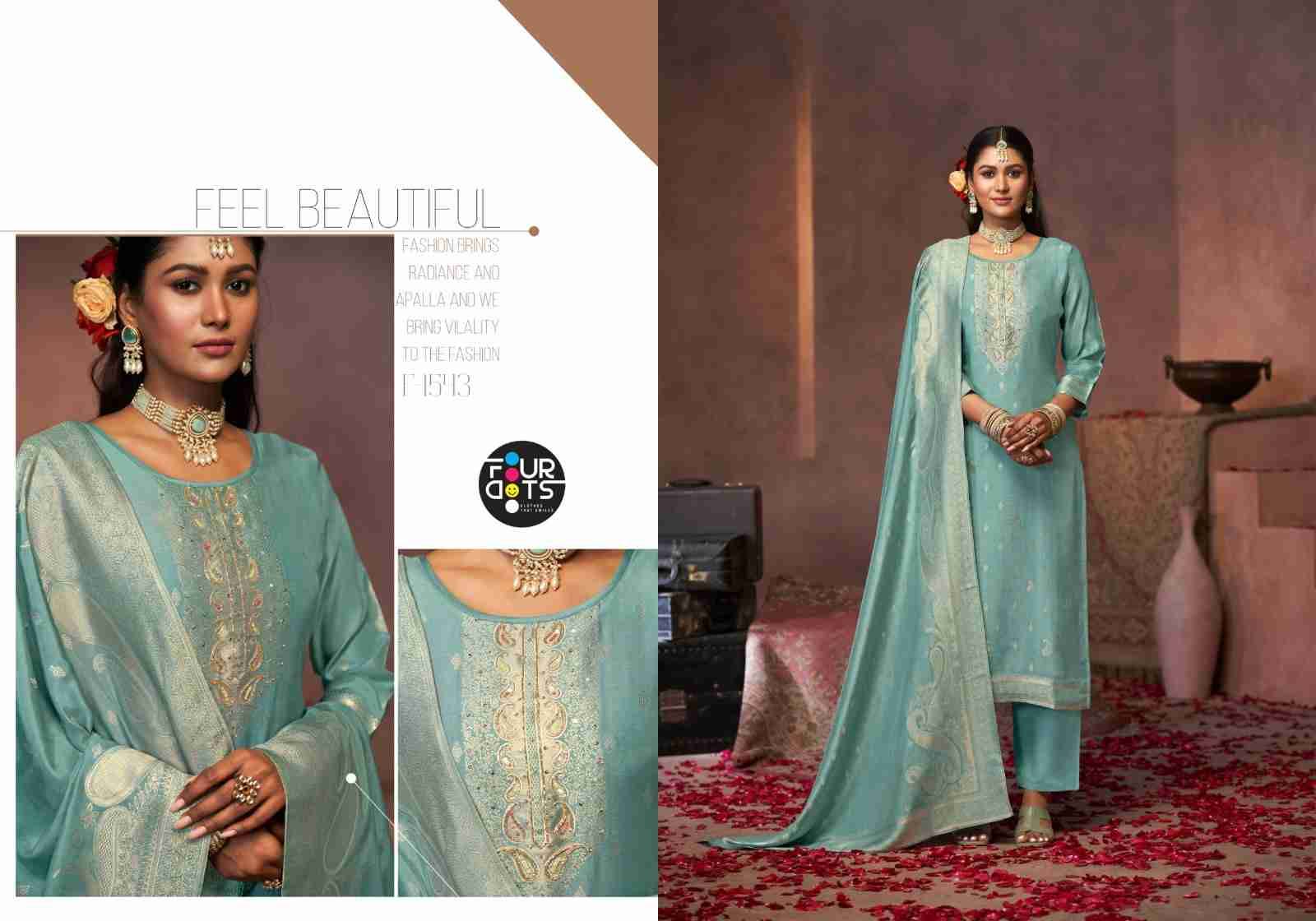 Gazala By Four Dots 1541 To 1544 Series Beautiful Stylish Festive Suits Fancy Colorful Casual Wear & Ethnic Wear & Ready To Wear Viscose Muslin Jacquard Dresses At Wholesale Price