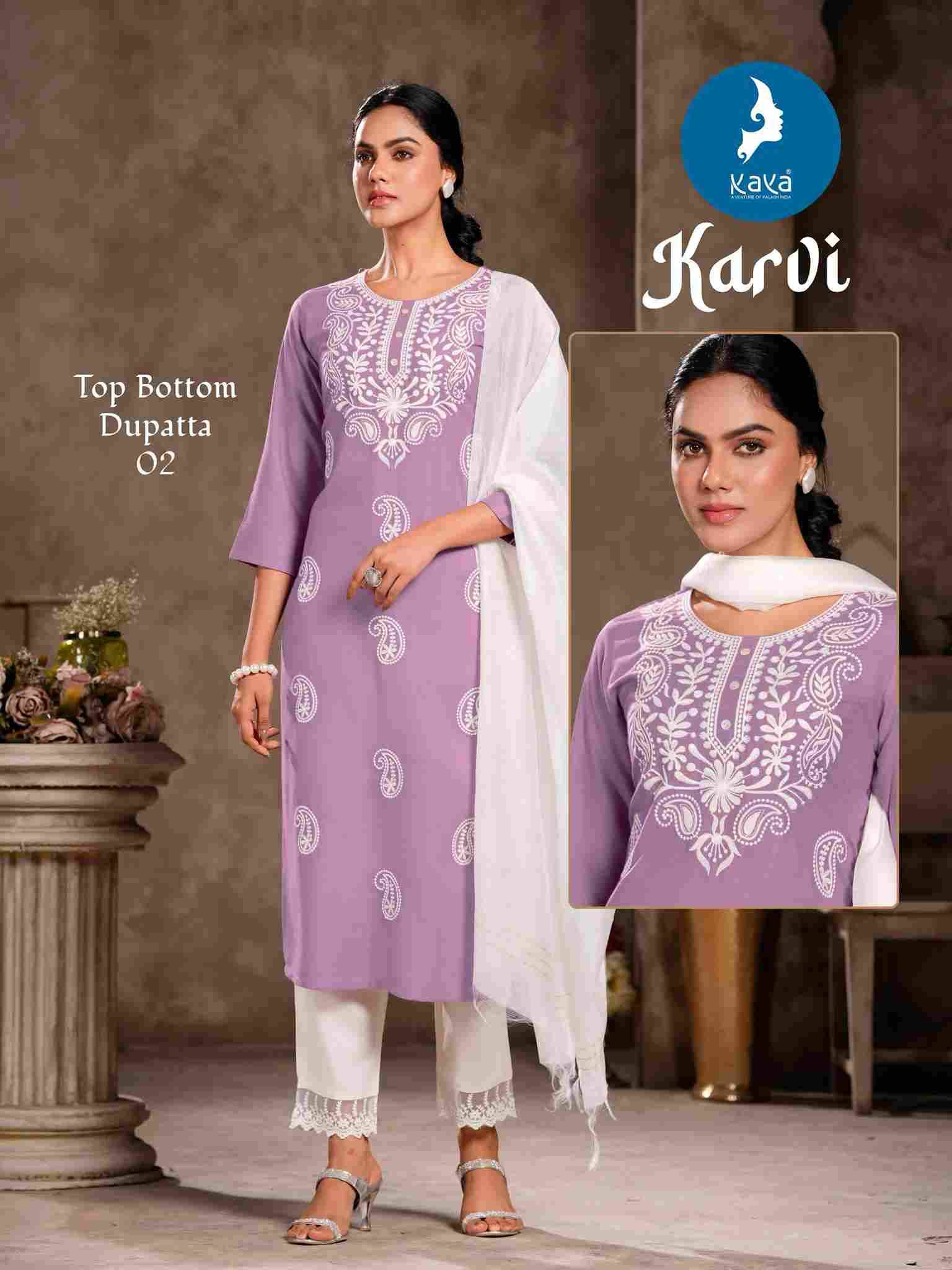 Karvi By Kaya 01 To 06 Series Beautiful Stylish Festive Suits Fancy Colorful Casual Wear & Ethnic Wear & Ready To Wear Rayon Slub Dresses At Wholesale Price
