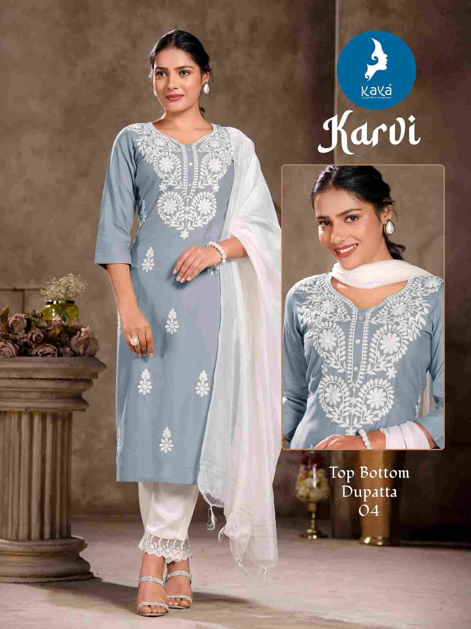 Karvi By Kaya 01 To 06 Series Beautiful Stylish Festive Suits Fancy Colorful Casual Wear & Ethnic Wear & Ready To Wear Rayon Slub Dresses At Wholesale Price