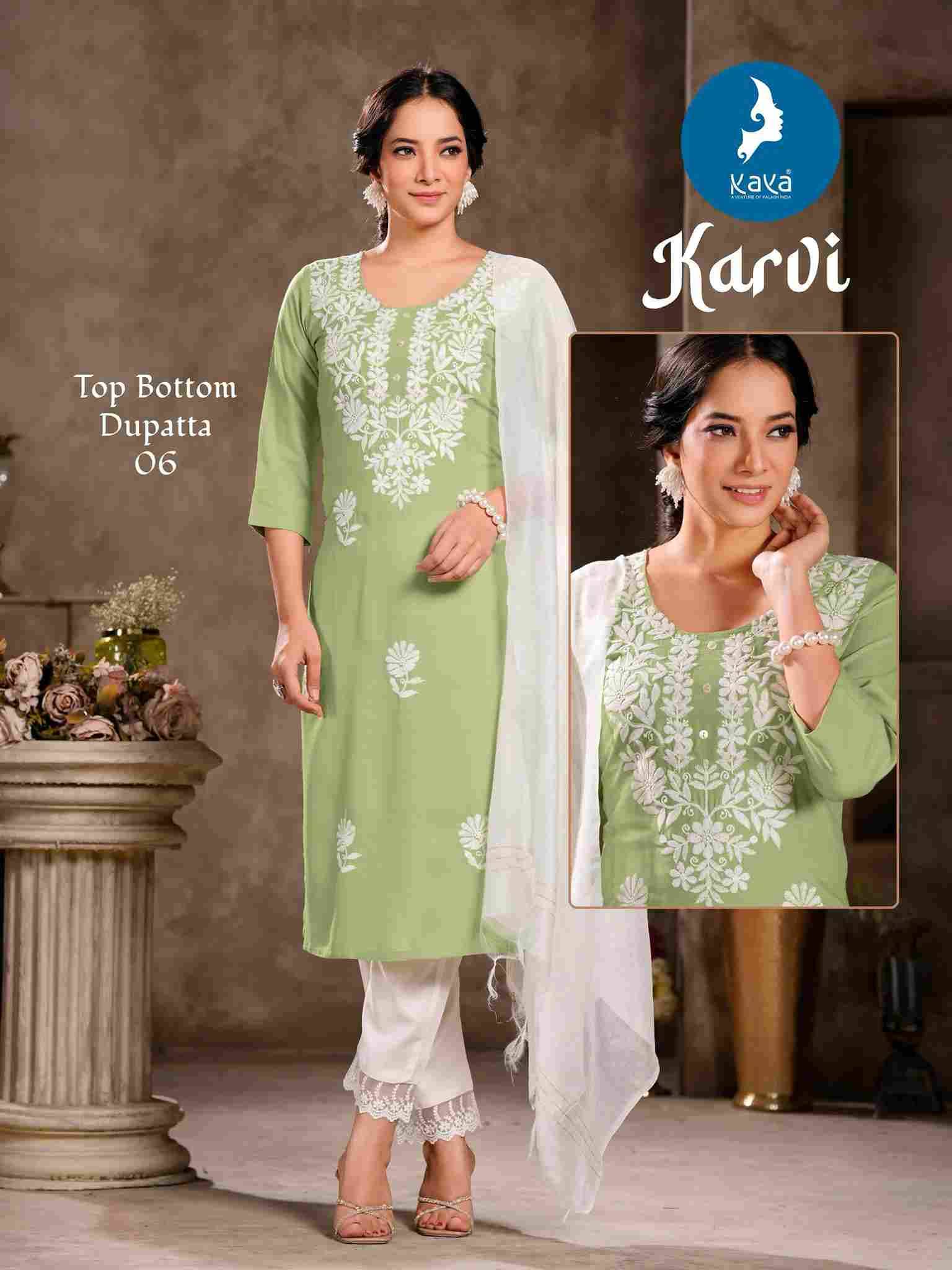 Karvi By Kaya 01 To 06 Series Beautiful Stylish Festive Suits Fancy Colorful Casual Wear & Ethnic Wear & Ready To Wear Rayon Slub Dresses At Wholesale Price