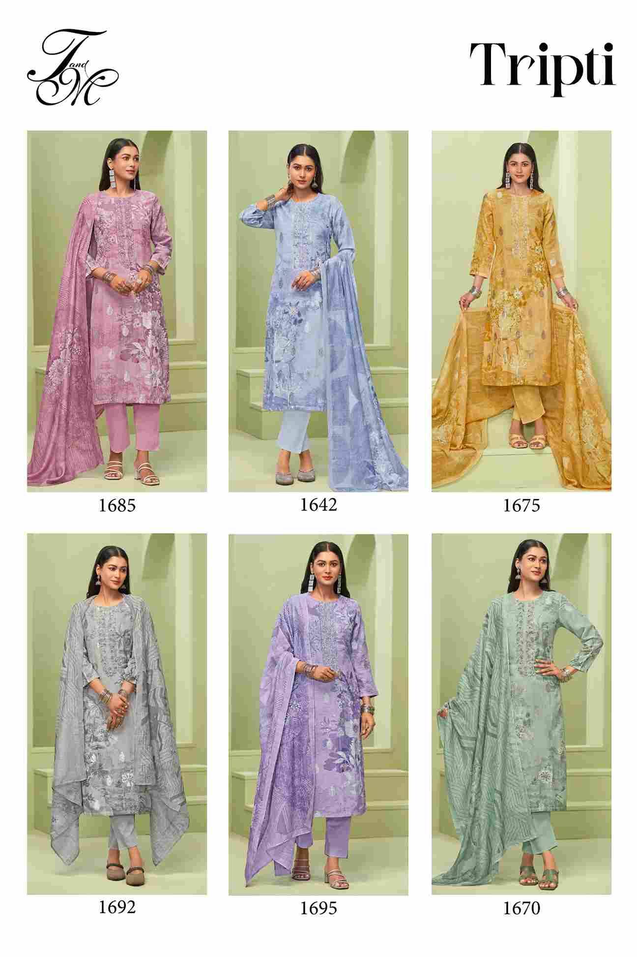 Tripti By T And M Designer Studio Beautiful Festive Suits Colorful Stylish Fancy Casual Wear & Ethnic Wear Pure Linen Jacquard Dresses At Wholesale Price