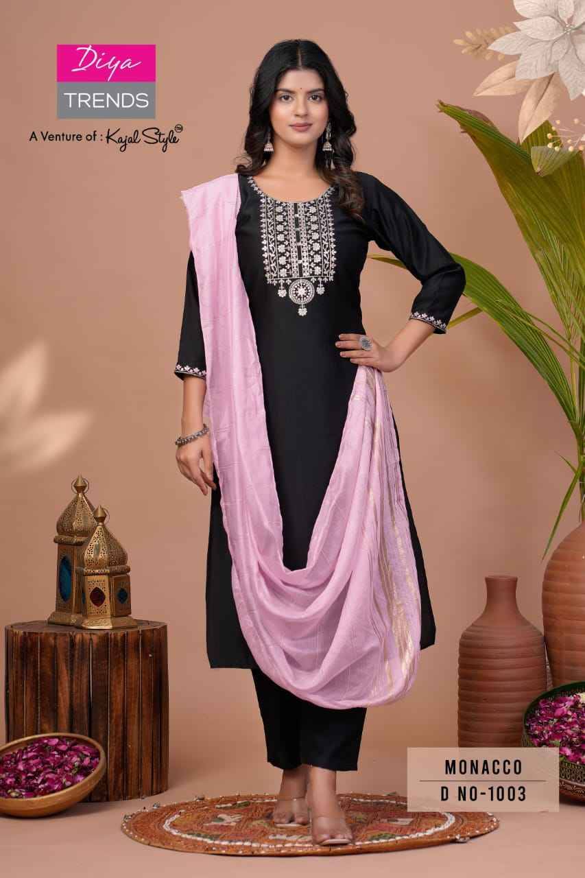 Monacco Vol-1 By Diya Trends 1001 To 1008 Series Beautiful Suits Colorful Stylish Fancy Casual Wear & Ethnic Wear Modal Silk Dresses At Wholesale Price