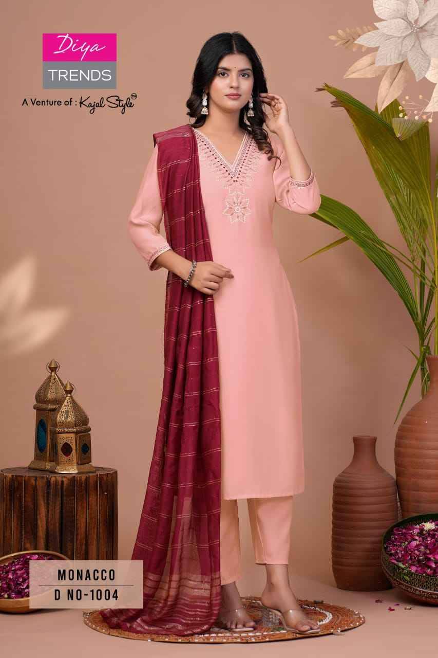 Monacco Vol-1 By Diya Trends 1001 To 1008 Series Beautiful Suits Colorful Stylish Fancy Casual Wear & Ethnic Wear Modal Silk Dresses At Wholesale Price