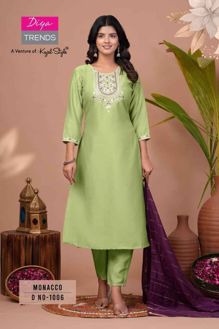 Monacco Vol-1 By Diya Trends 1001 To 1008 Series Beautiful Suits Colorful Stylish Fancy Casual Wear & Ethnic Wear Modal Silk Dresses At Wholesale Price