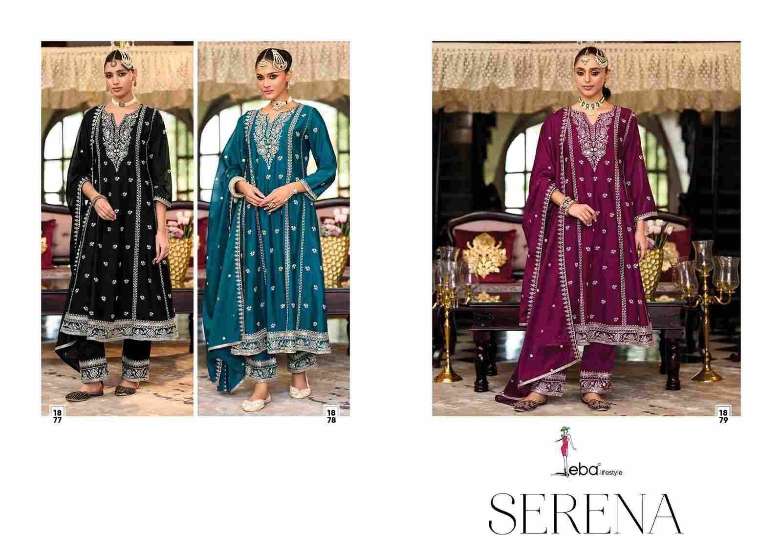 Serena By Eba Lifestyle 1877 To 1879 Series Beautiful Festive Suits Colorful Stylish Fancy Casual Wear & Ethnic Wear Chinnon Embroidery Dresses At Wholesale Price