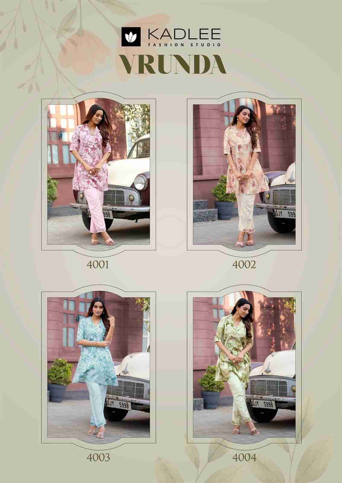 Vrunda By Kadlee 4001 To 4004 Series Designer Stylish Fancy Colorful Beautiful Party Wear & Ethnic Wear Collection Vetican Print Kurtis With Bottom At Wholesale Price