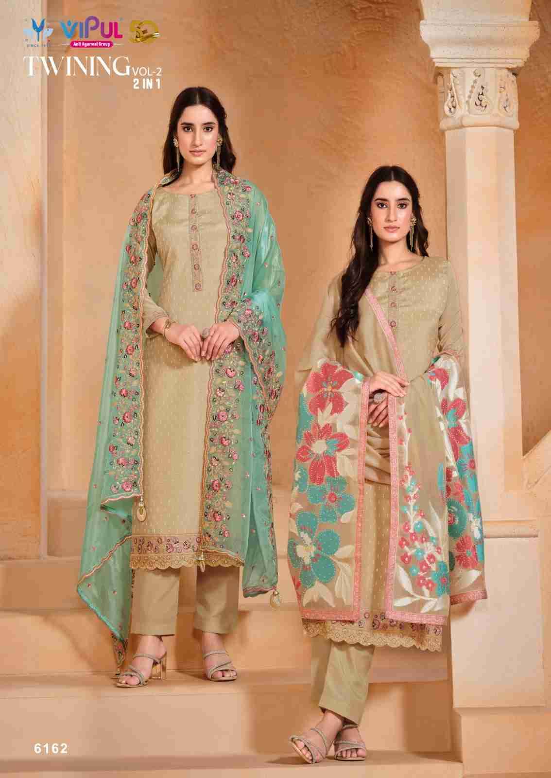 Twining Vol-2 By Vipul Fashion 6161 To 6166 Series Indian Traditional Wear Collection Beautiful Stylish Fancy Colorful Party Wear & Occasional Wear Chinnon/Chiffon Sarees At Wholesale Price