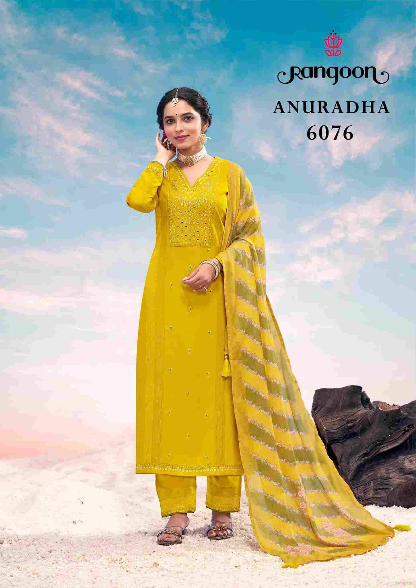 Anuradha By Rangoon 6071 To 6076 Series Beautiful Stylish Festive Suits Fancy Colorful Casual Wear & Ethnic Wear & Ready To Wear Rayon Embroidered Dresses At Wholesale Price