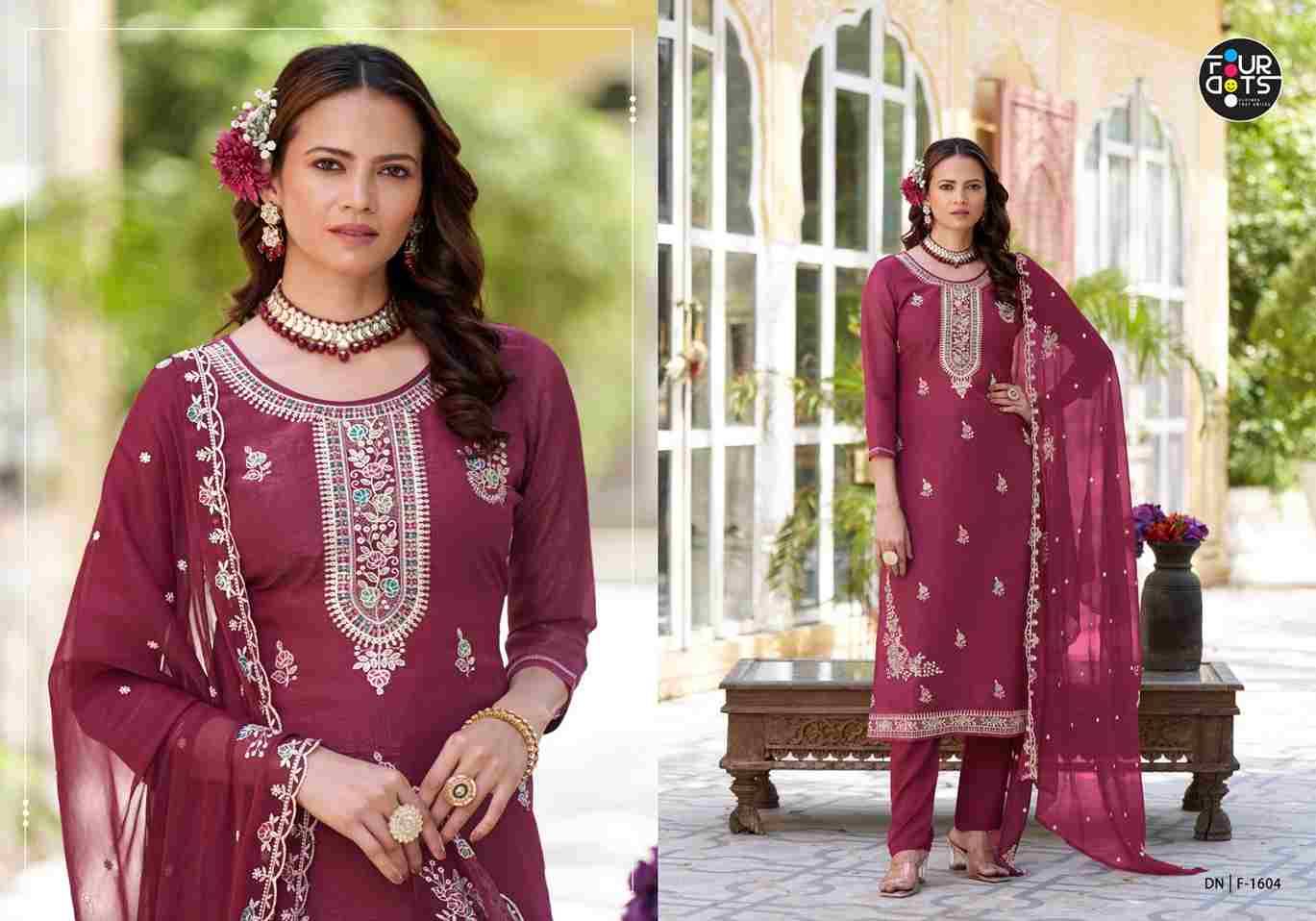 Deeva By Four Dots 1601 To 1604 Series Beautiful Stylish Festive Suits Fancy Colorful Casual Wear & Ethnic Wear & Ready To Wear Silk With Work Dresses At Wholesale Price
