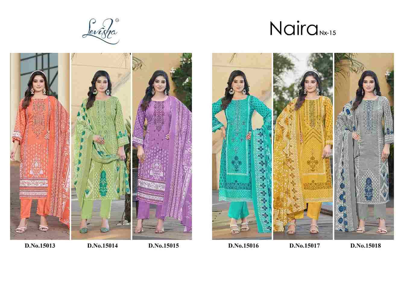 Naira Nx Vol-15 By Levisha 15013 To 15018 Series Beautiful Festive Suits Stylish Fancy Colorful Casual Wear & Ethnic Wear Cambric Lawn Cotton Dresses At Wholesale Price