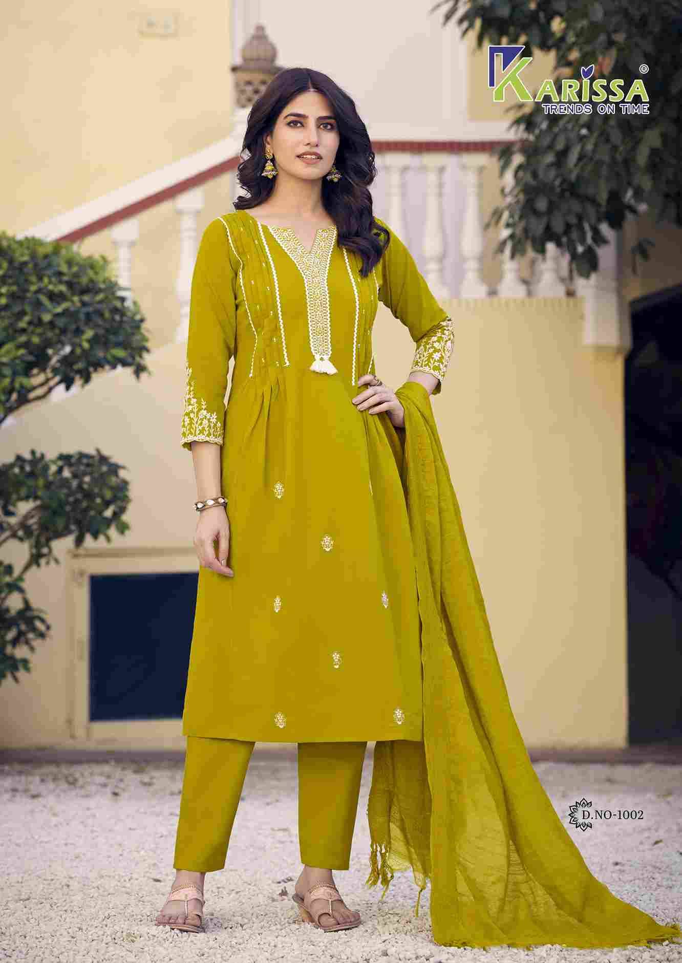 Iconic By Karissa 1001 To 1004 Series Beautiful Festive Suits Colorful Stylish Fancy Casual Wear & Ethnic Wear Pure Cotton With Work Dresses At Wholesale Price