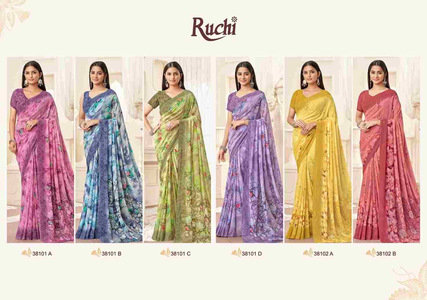 Ragaa Georgette Vol-16 By Ruchi Sarees 38101-A To 38103-D Series Indian Traditional Wear Collection Beautiful Stylish Fancy Colorful Party Wear & Occasional Wear Georgette Sarees At Wholesale Price