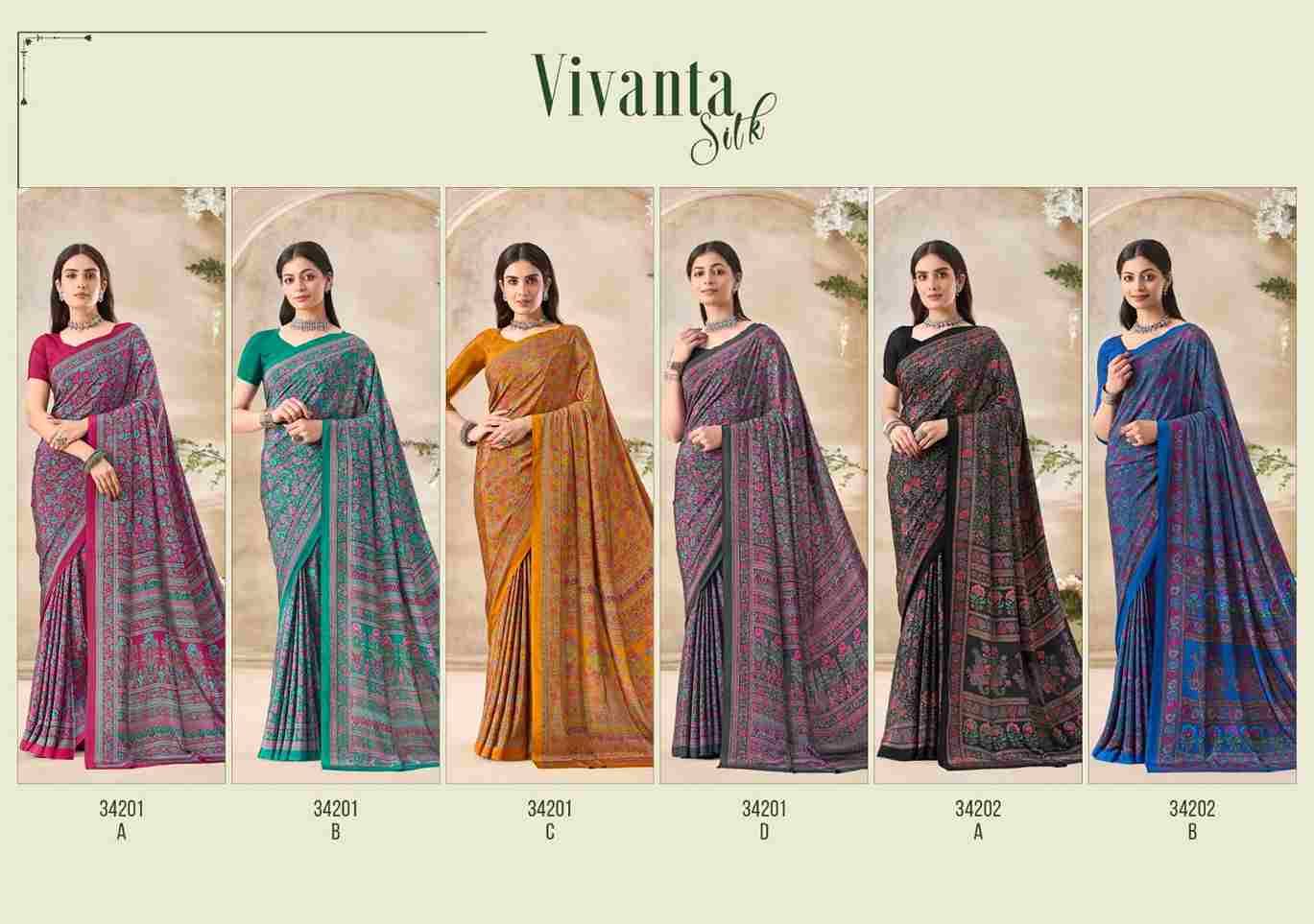 Vivanta Silk Vol-35 By Ruchi Sarees 34201-A To 34203-D Series Indian Traditional Wear Collection Beautiful Stylish Fancy Colorful Party Wear & Occasional Wear Crepe Silk Sarees At Wholesale Price