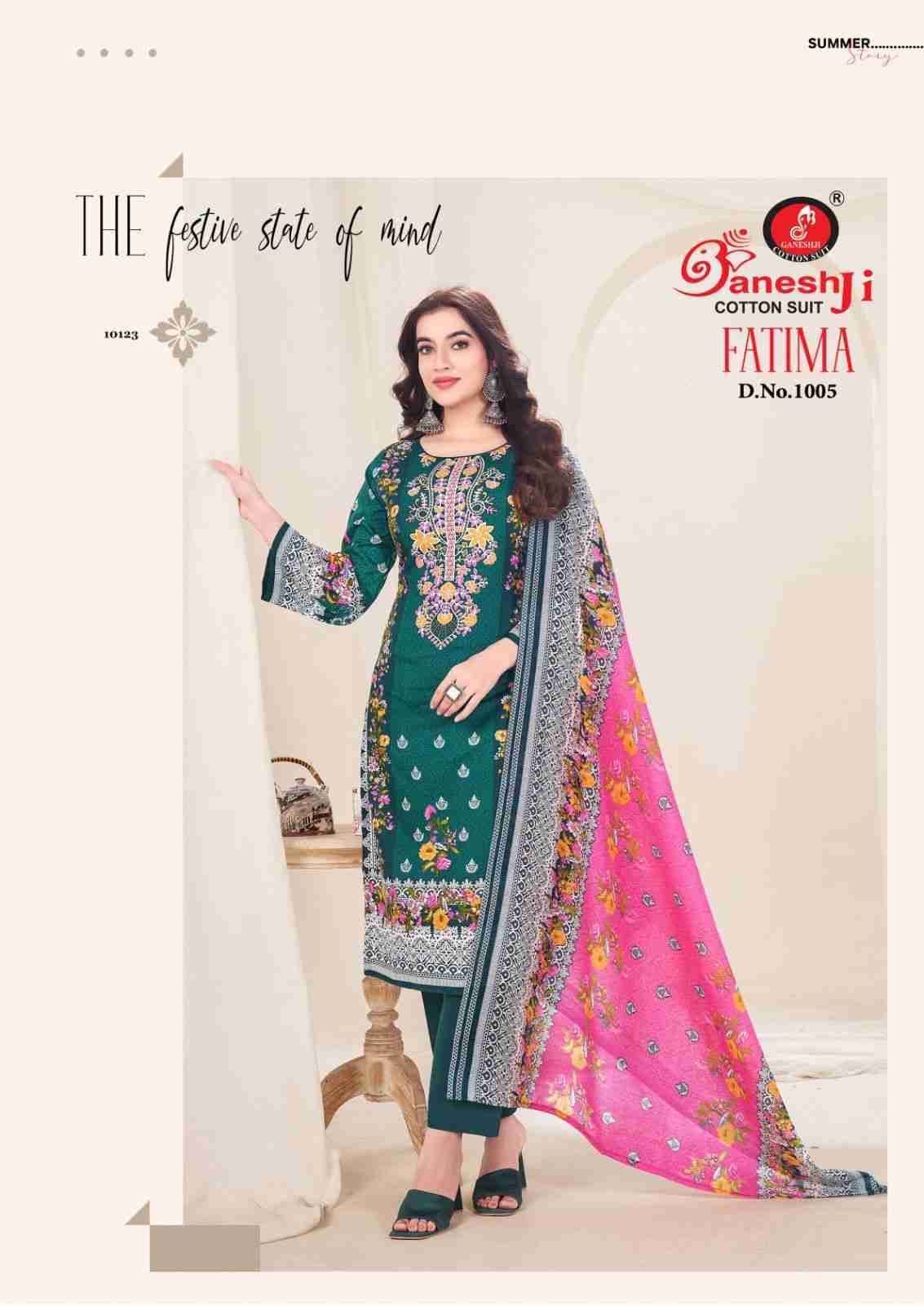 Fatima Vol-1 By Ganeshji 1001 To 1008 Series Beautiful Festive Suits Stylish Fancy Colorful Casual Wear & Ethnic Wear Heavy Cotton Print Dresses At Wholesale Price