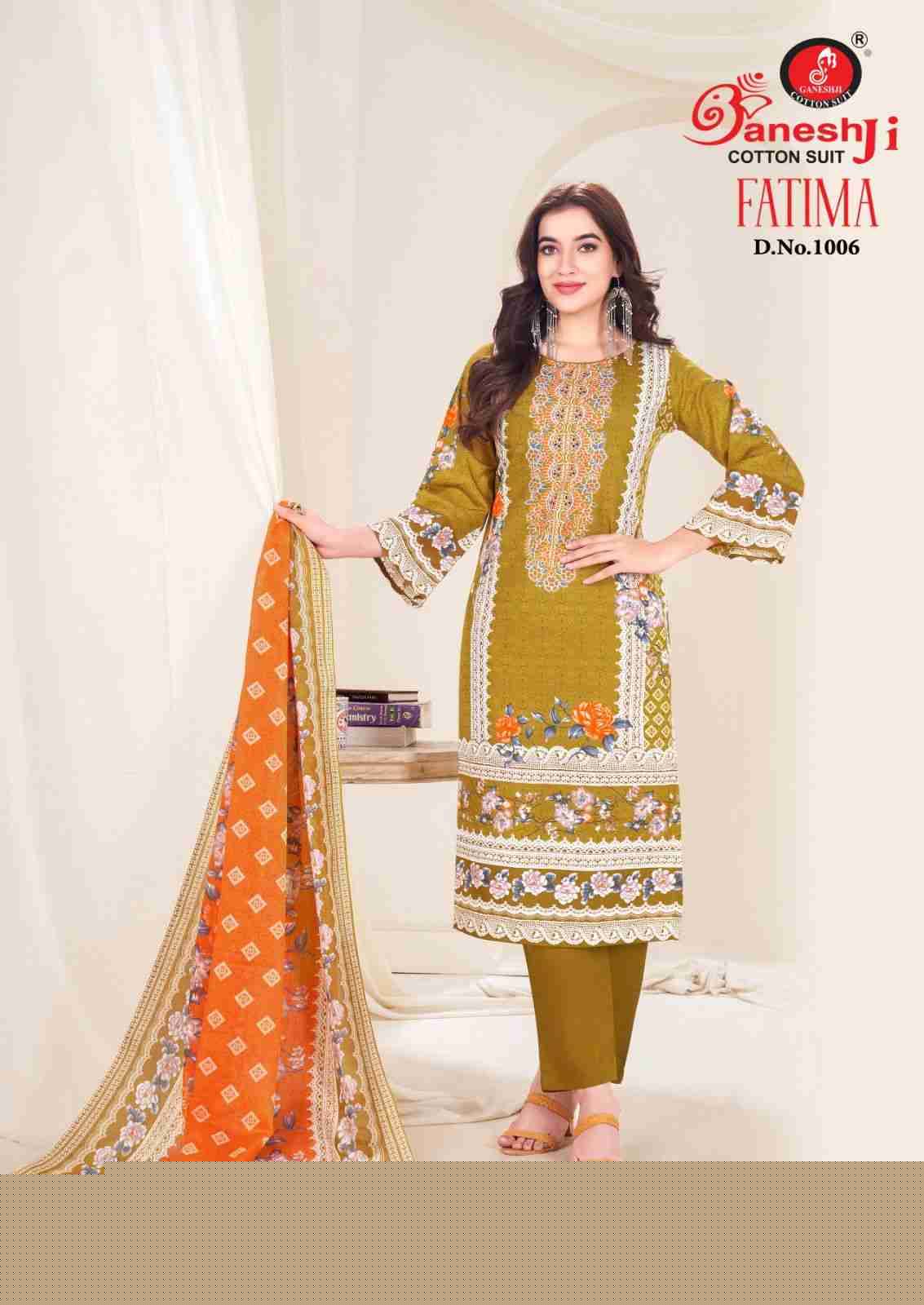 Fatima Vol-1 By Ganeshji 1001 To 1008 Series Beautiful Festive Suits Stylish Fancy Colorful Casual Wear & Ethnic Wear Heavy Cotton Print Dresses At Wholesale Price
