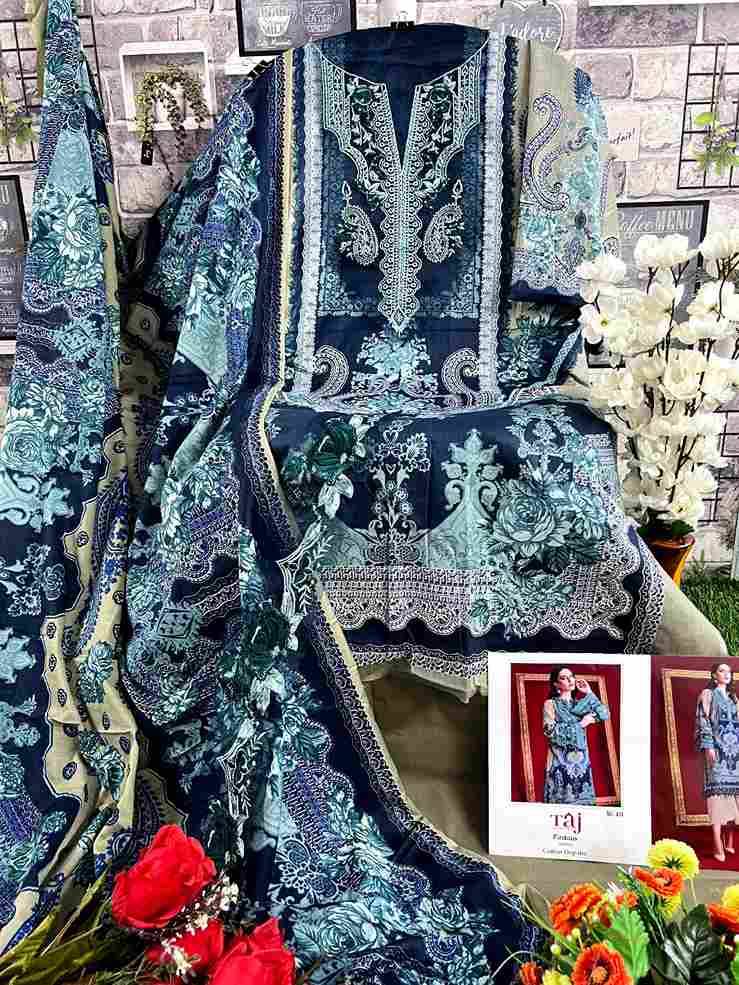 Taj Hit Design 415 By Taj Creation Beautiful Pakistani Suits Colorful Stylish Fancy Casual Wear & Ethnic Wear Pure Cotton Print With Embroidered Dresses At Wholesale Price