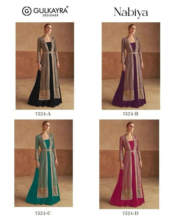 Nabiya By Gulkayra Designer 7524-A To 7524-D Series Designer Stylish Fancy Colorful Beautiful Party Wear & Ethnic Wear Collection Georgette Gowns With Jackets At Wholesale Price