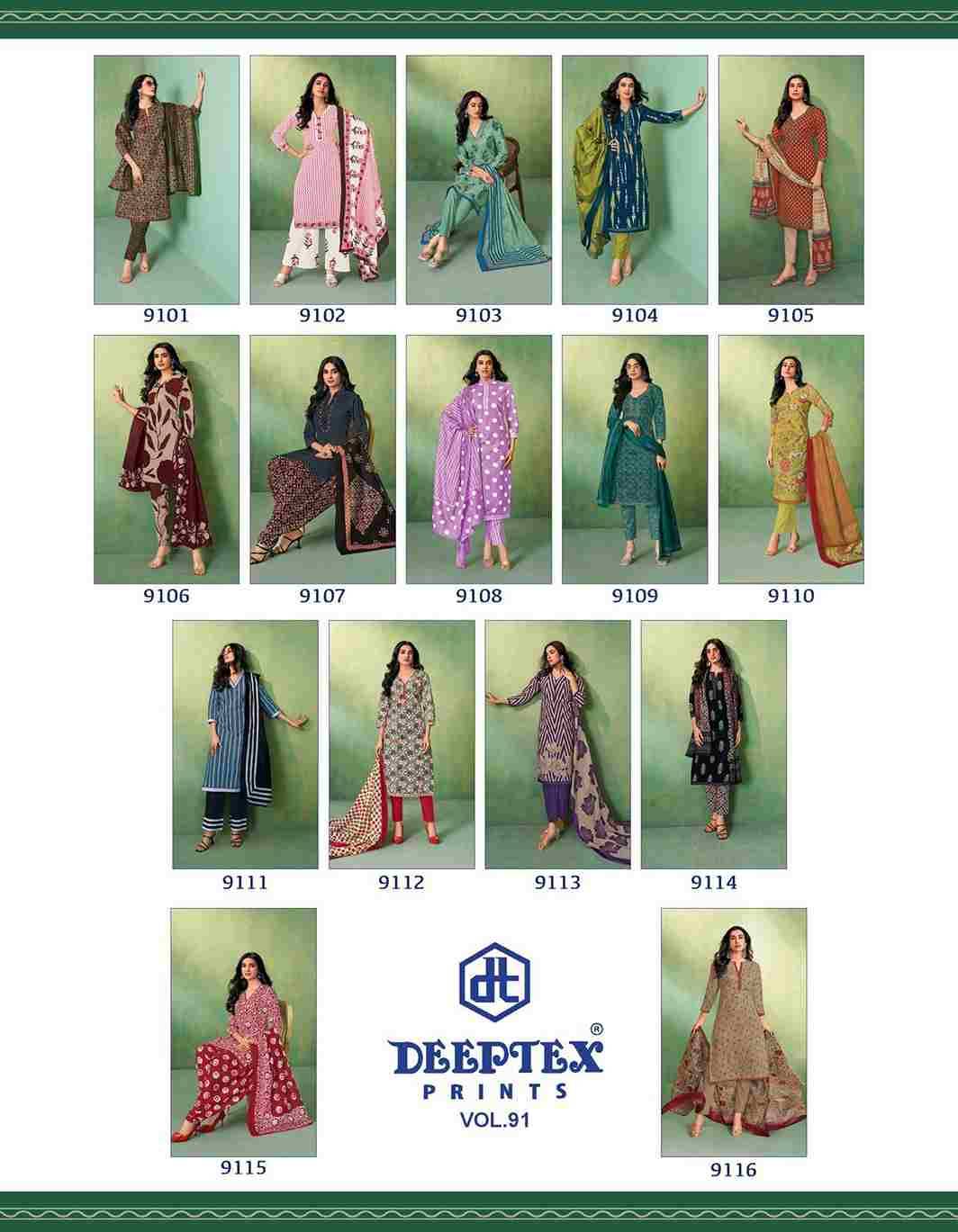 Miss India Vol-91 By Deeptex Prints 9101 To 9116 Series Beautiful Festive Suits Stylish Fancy Colorful Casual Wear & Ethnic Wear Cotton Print Dresses At Wholesale Price