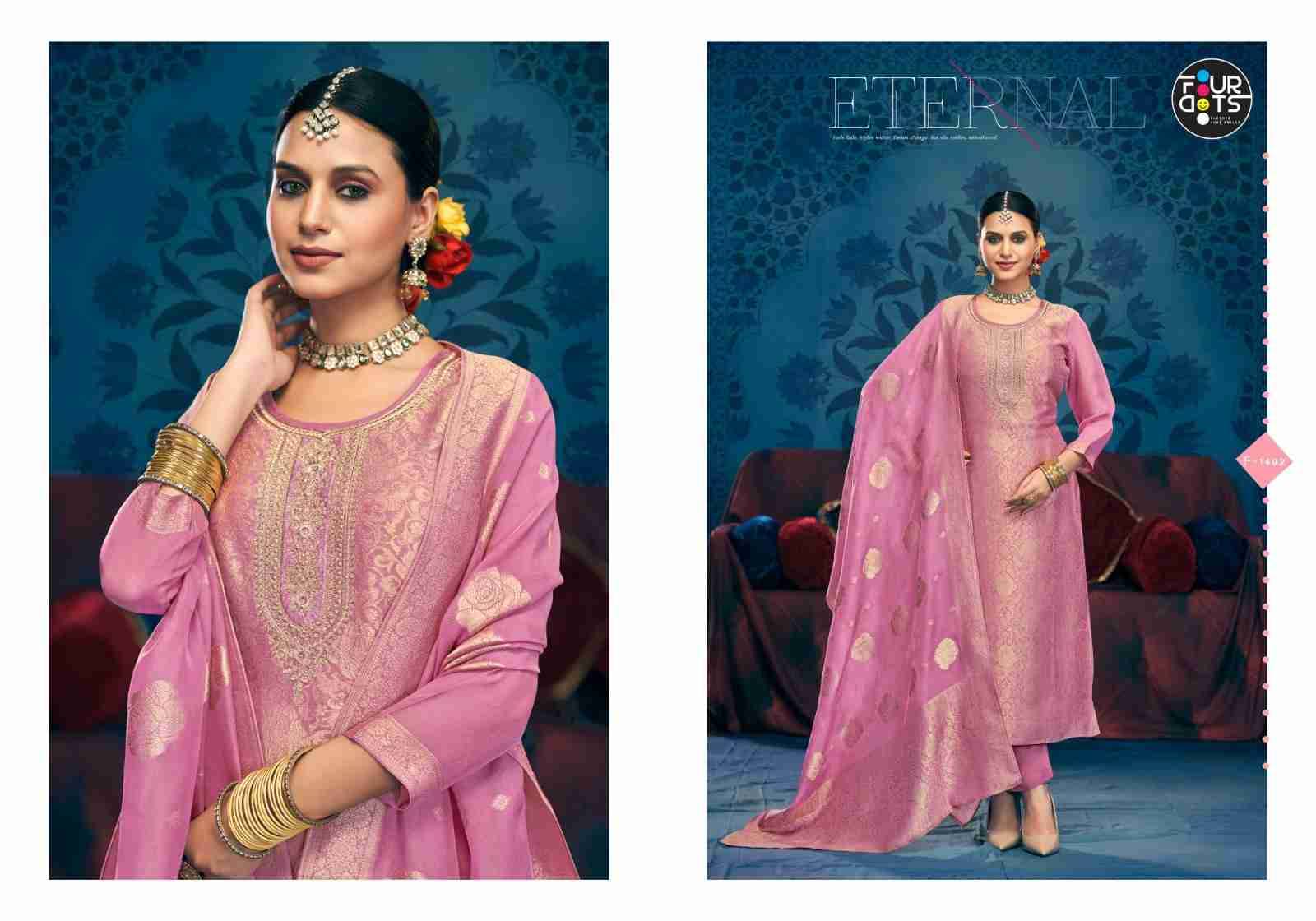 Milonee By Four Dots 1491 To 1494 Series Beautiful Stylish Festive Suits Fancy Colorful Casual Wear & Ethnic Wear & Ready To Wear Viscose Organza Jacquard Dresses At Wholesale Price