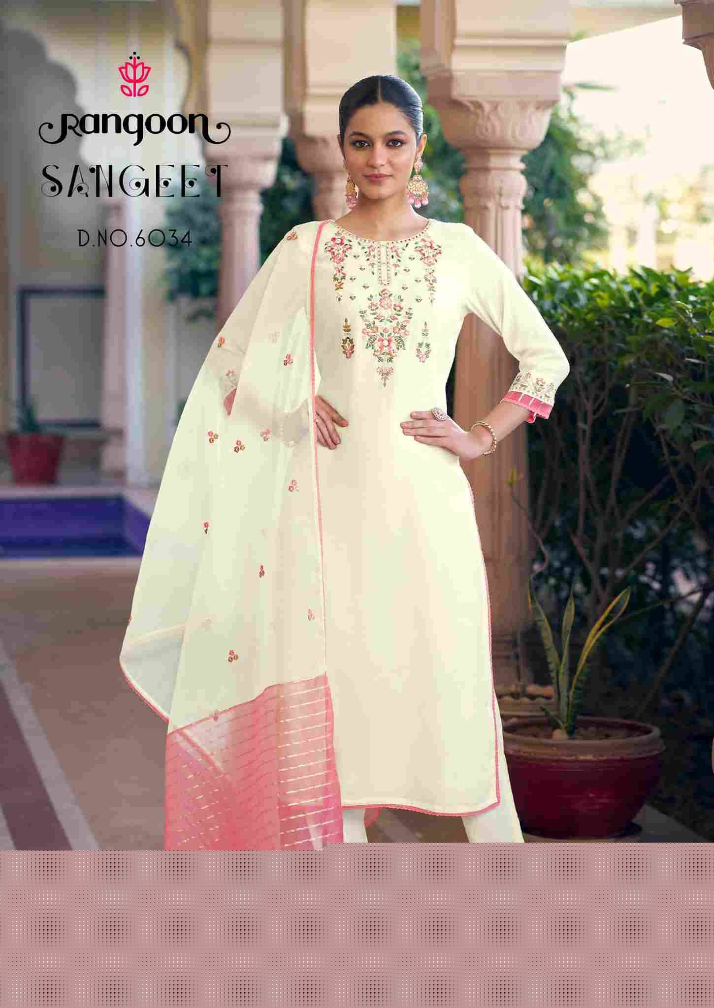 Sangeet By Rangoon 6031 To 6034 Series Beautiful Stylish Festive Suits Fancy Colorful Casual Wear & Ethnic Wear & Ready To Wear Viscose With Work Dresses At Wholesale Price