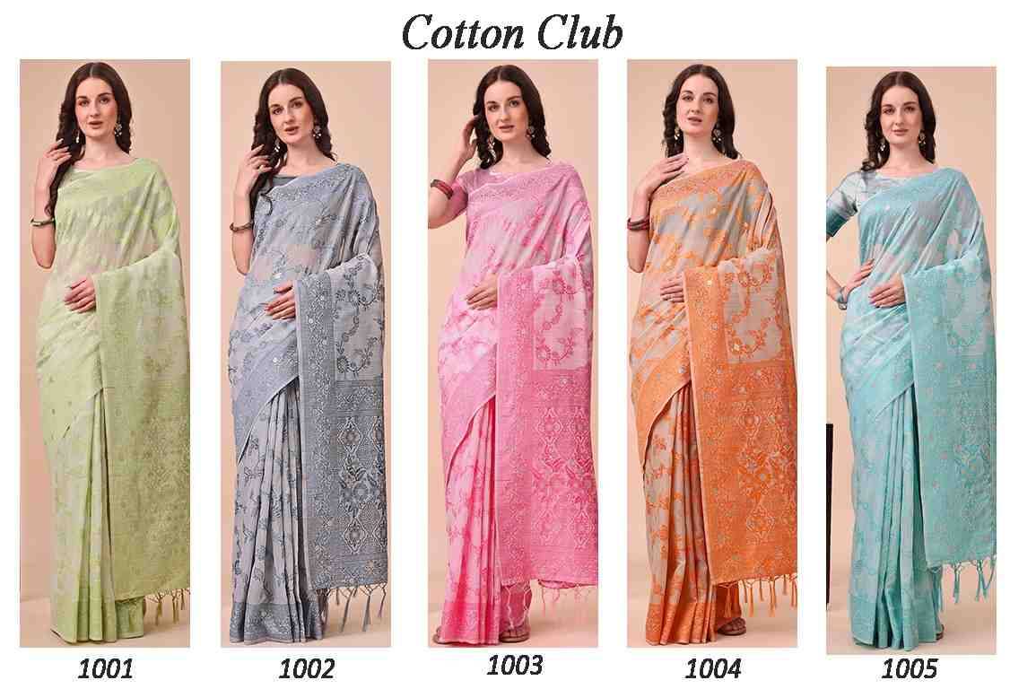 Cotton Club By Fashid Wholesale 1001 To 1005 Series Indian Traditional Wear Collection Beautiful Stylish Fancy Colorful Party Wear & Occasional Wear Cotton Sarees At Wholesale Price