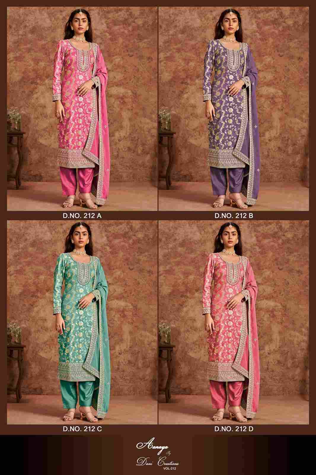 Aanaya Vol-212 By Twisha 212-A To 212-D Series Designer Sharara Suits Collection Beautiful Stylish Fancy Colorful Party Wear & Occasional Wear Dola Silk Jacquard Dresses At Wholesale Price