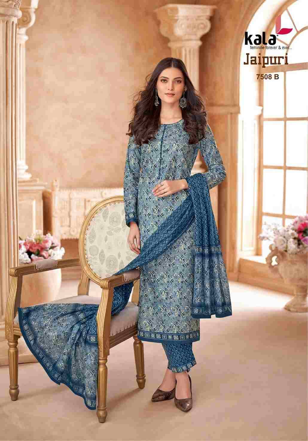 Jaipuri Vol-7 By Kala 7501-B To 7512-B Series Beautiful Suits Colorful Stylish Fancy Casual Wear & Ethnic Wear Premium Cotton Print Dresses At Wholesale Price