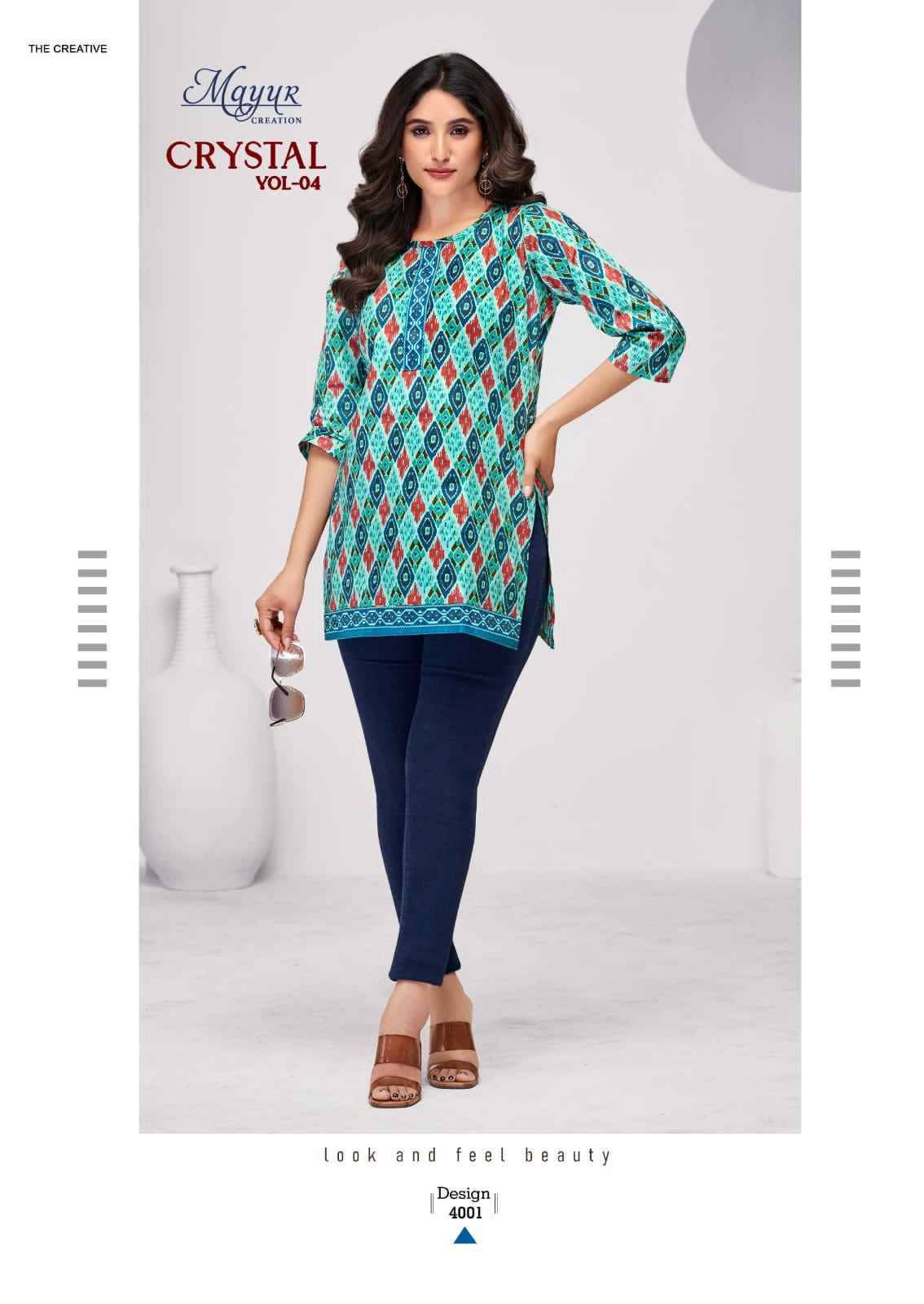 Crystal Vol-4 By Mayur Creation 4001 To 4012 Series Designer Stylish Fancy Colorful Beautiful Party Wear & Ethnic Wear Collection Cotton Tops At Wholesale Price