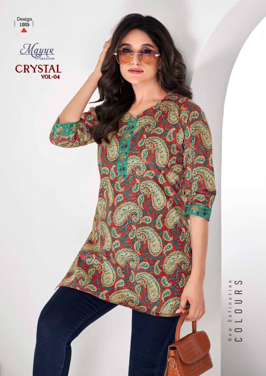 Crystal Vol-4 By Mayur Creation 4001 To 4012 Series Designer Stylish Fancy Colorful Beautiful Party Wear & Ethnic Wear Collection Cotton Tops At Wholesale Price