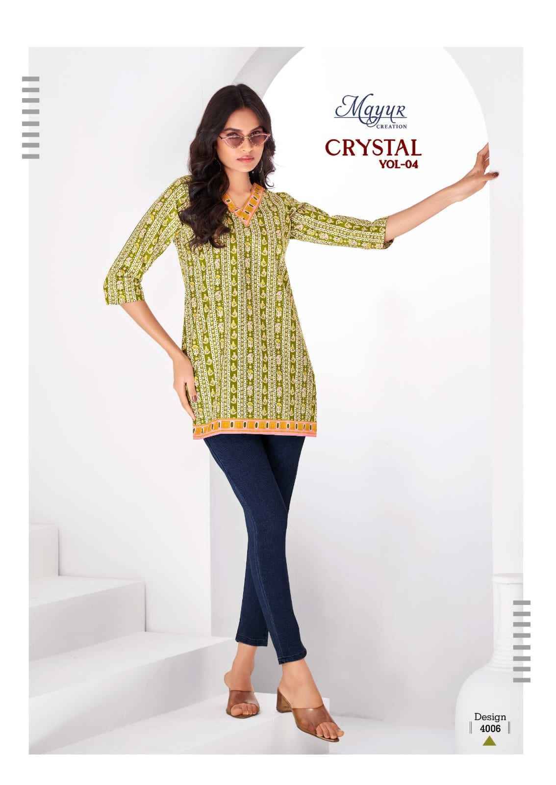 Crystal Vol-4 By Mayur Creation 4001 To 4012 Series Designer Stylish Fancy Colorful Beautiful Party Wear & Ethnic Wear Collection Cotton Tops At Wholesale Price