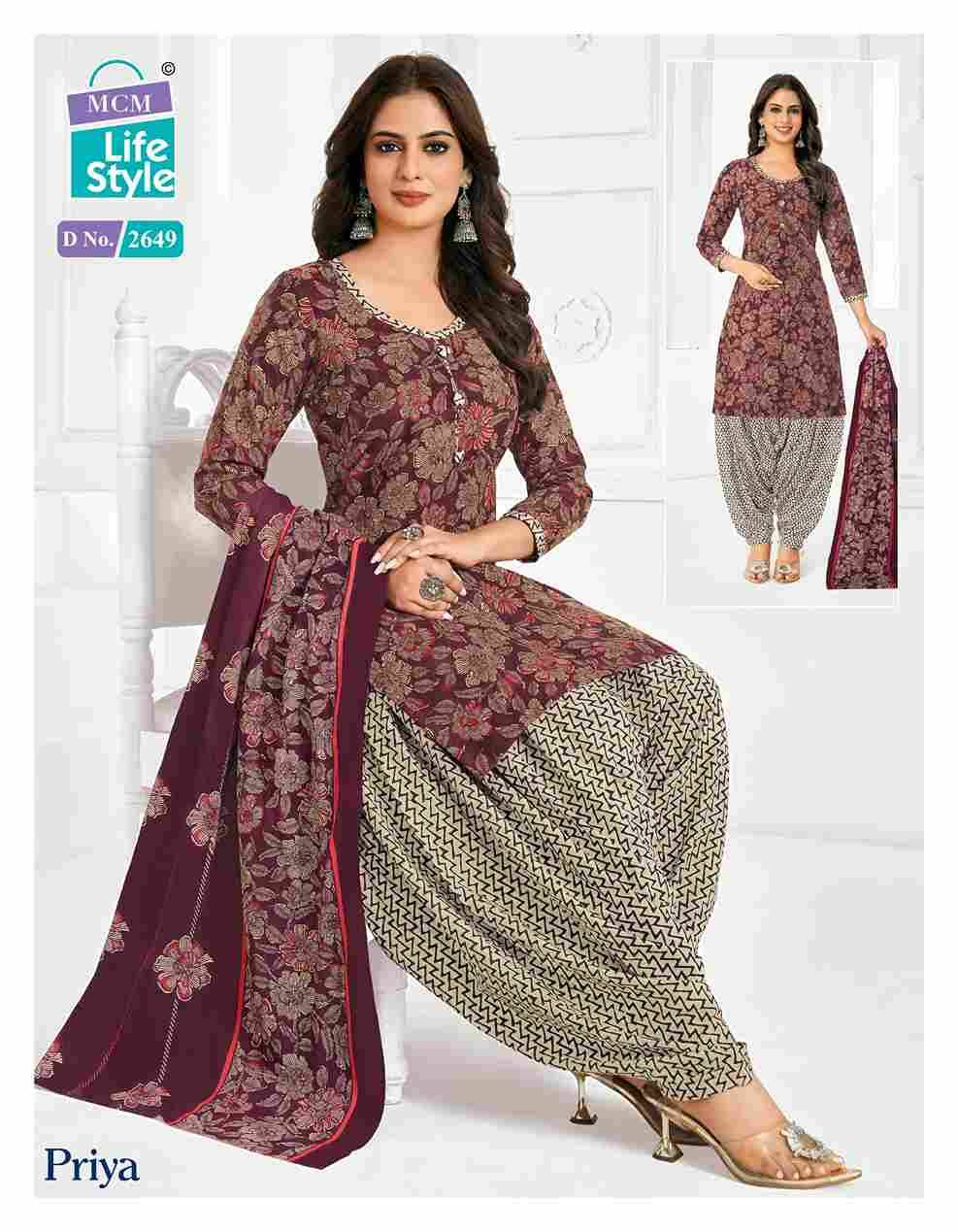 Priya Vol-26 By MCM Lifestyle 2628 To 2651 Series Beautiful Festive Suits Stylish Fancy Colorful Casual Wear & Ethnic Wear Pure Cambric Cotton Print Dresses At Wholesale Price
