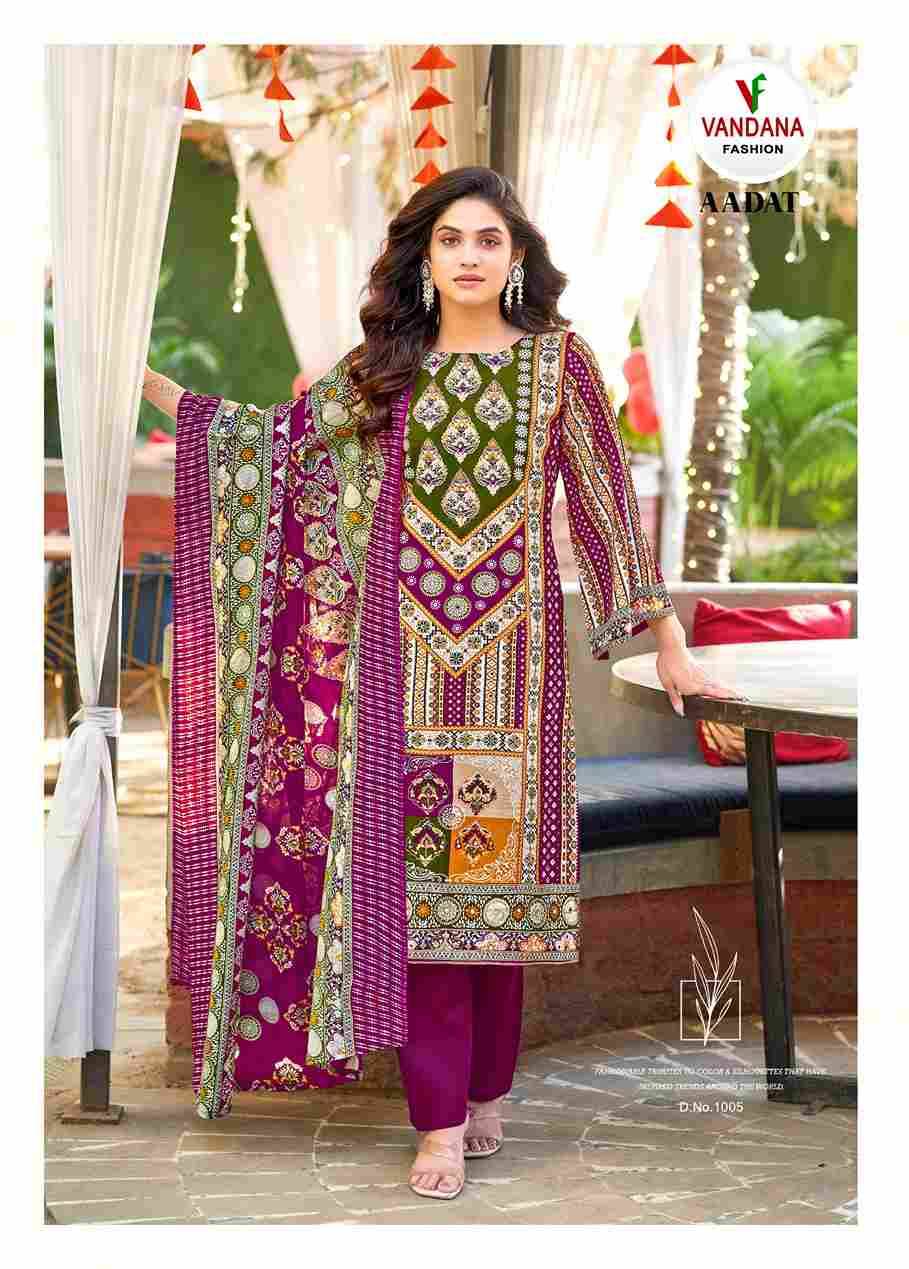Aadat Vol-1 By Vandana Fashion 1001 To 1006 Series Beautiful Festive Suits Stylish Fancy Colorful Casual Wear & Ethnic Wear Viscose Rayon Print Dresses At Wholesale Price