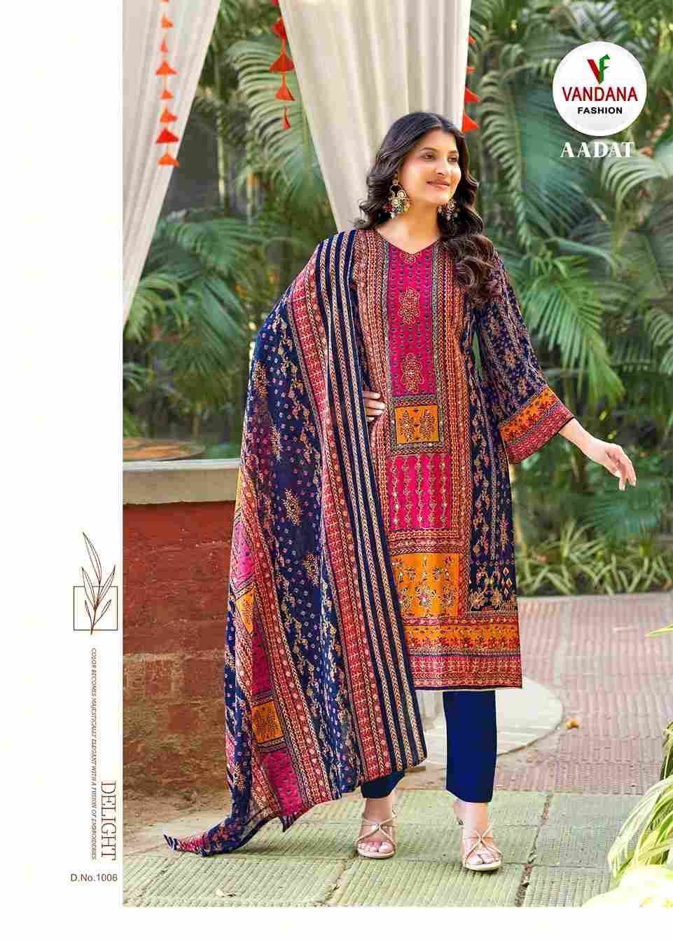 Aadat Vol-1 By Vandana Fashion 1001 To 1006 Series Beautiful Festive Suits Stylish Fancy Colorful Casual Wear & Ethnic Wear Viscose Rayon Print Dresses At Wholesale Price