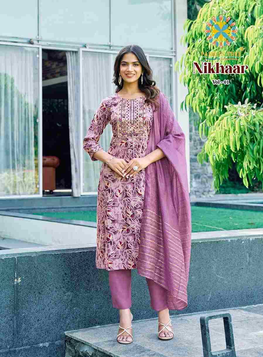Nikhaar Vol-1 By Passion Tree 1001 To 1008 Series Beautiful Stylish Festive Suits Fancy Colorful Casual Wear & Ethnic Wear & Ready To Wear Rayon Foil Dresses At Wholesale Price