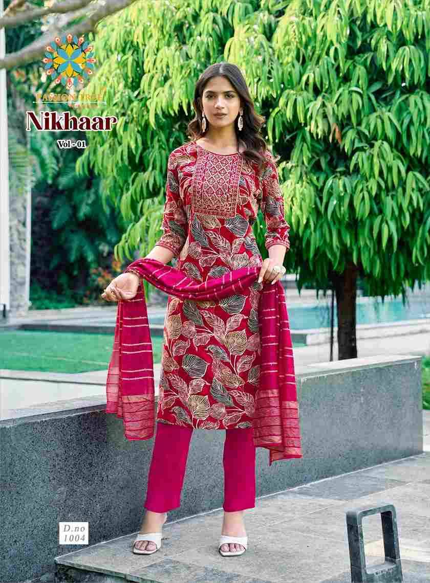 Nikhaar Vol-1 By Passion Tree 1001 To 1008 Series Beautiful Stylish Festive Suits Fancy Colorful Casual Wear & Ethnic Wear & Ready To Wear Rayon Foil Dresses At Wholesale Price