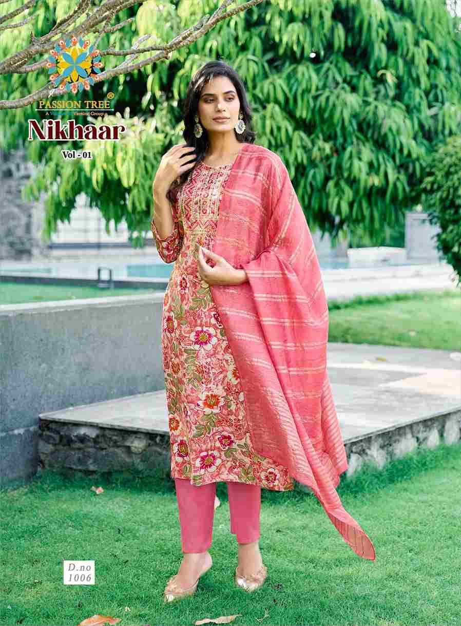 Nikhaar Vol-1 By Passion Tree 1001 To 1008 Series Beautiful Stylish Festive Suits Fancy Colorful Casual Wear & Ethnic Wear & Ready To Wear Rayon Foil Dresses At Wholesale Price