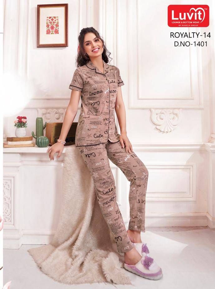 Royalty Vol-14 By Luvit 1401 To 1408 Series Beautiful Stylish Fancy Colorful Casual Wear & Ethnic Wear Sinker Night Suits At Wholesale Price