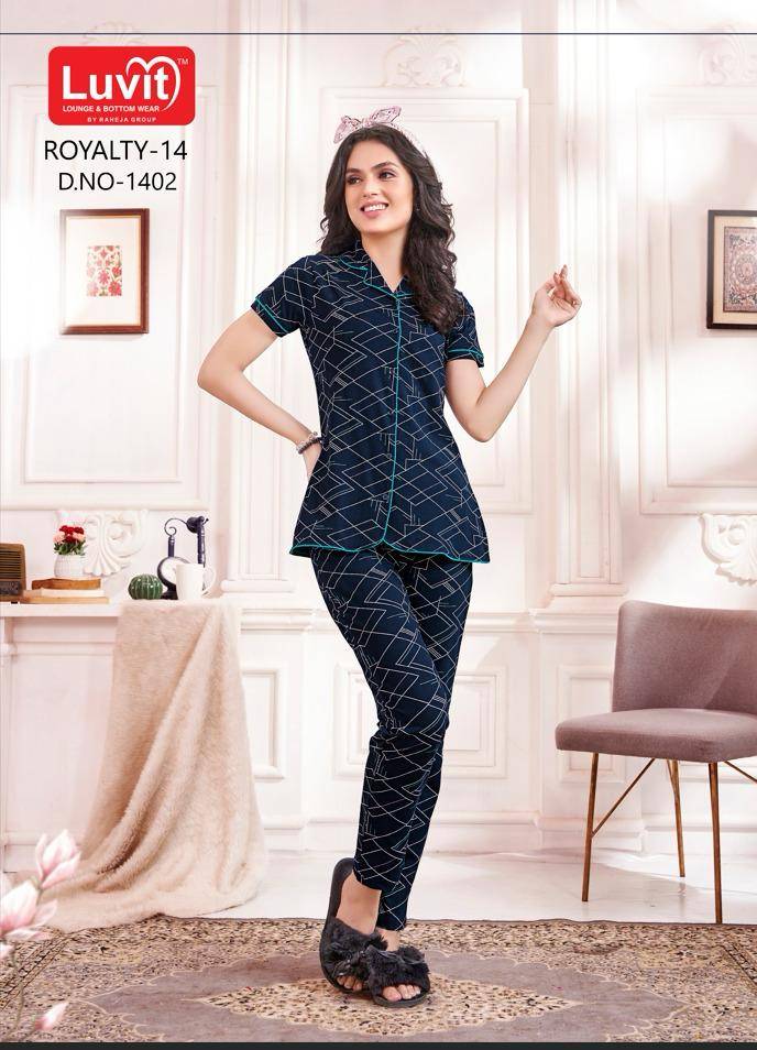 Royalty Vol-14 By Luvit 1401 To 1408 Series Beautiful Stylish Fancy Colorful Casual Wear & Ethnic Wear Sinker Night Suits At Wholesale Price