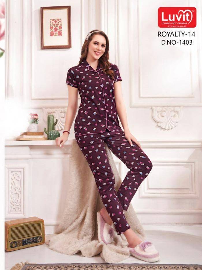 Royalty Vol-14 By Luvit 1401 To 1408 Series Beautiful Stylish Fancy Colorful Casual Wear & Ethnic Wear Sinker Night Suits At Wholesale Price
