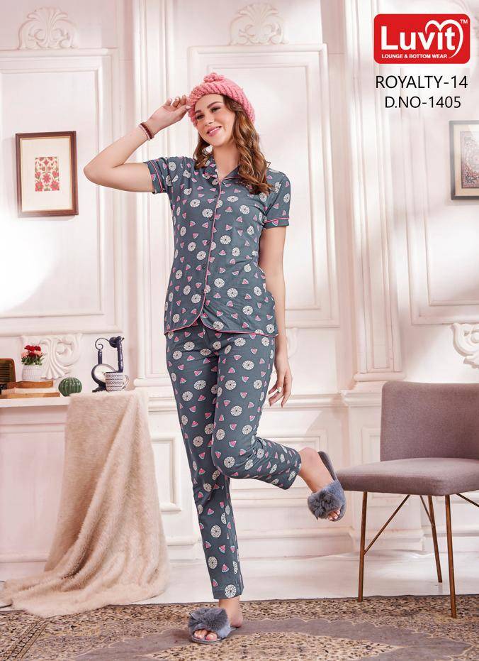 Royalty Vol-14 By Luvit 1401 To 1408 Series Beautiful Stylish Fancy Colorful Casual Wear & Ethnic Wear Sinker Night Suits At Wholesale Price