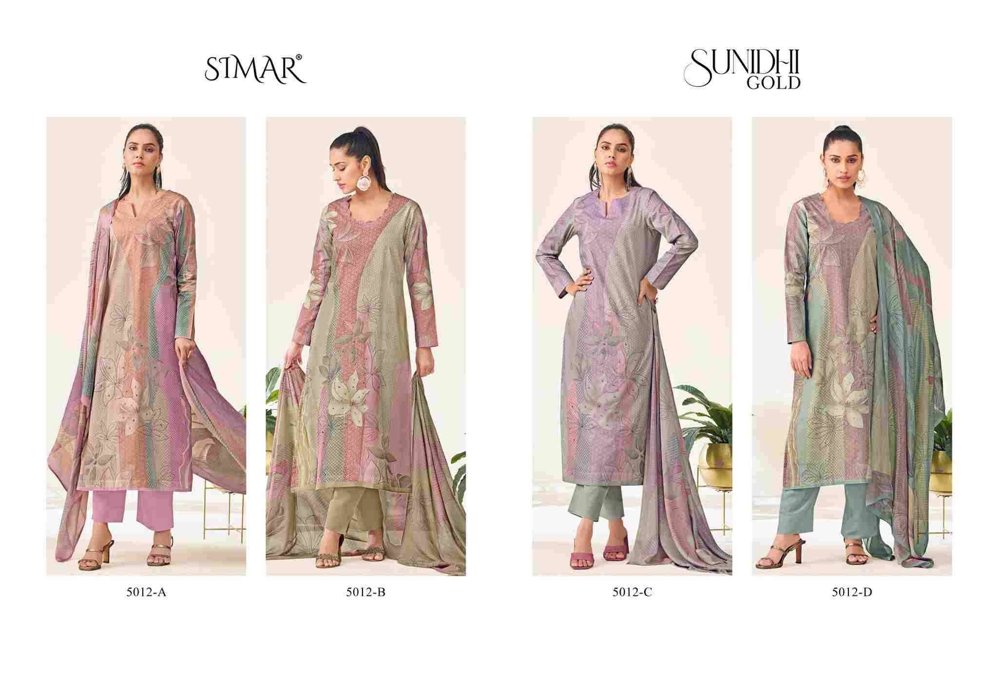 Sunidhi Gold By Simar 5012-A To 5012-D Series Beautiful Festive Suits Stylish Fancy Colorful Casual Wear & Ethnic Wear Pure Lawn Cotton Dresses At Wholesale Price
