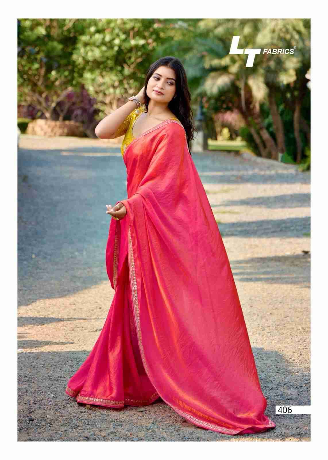 Magnolia Vol-4 By LT Fabrics 401 To 406 Series Indian Traditional Wear Collection Beautiful Stylish Fancy Colorful Party Wear & Occasional Wear Malai Silk Sarees At Wholesale Price