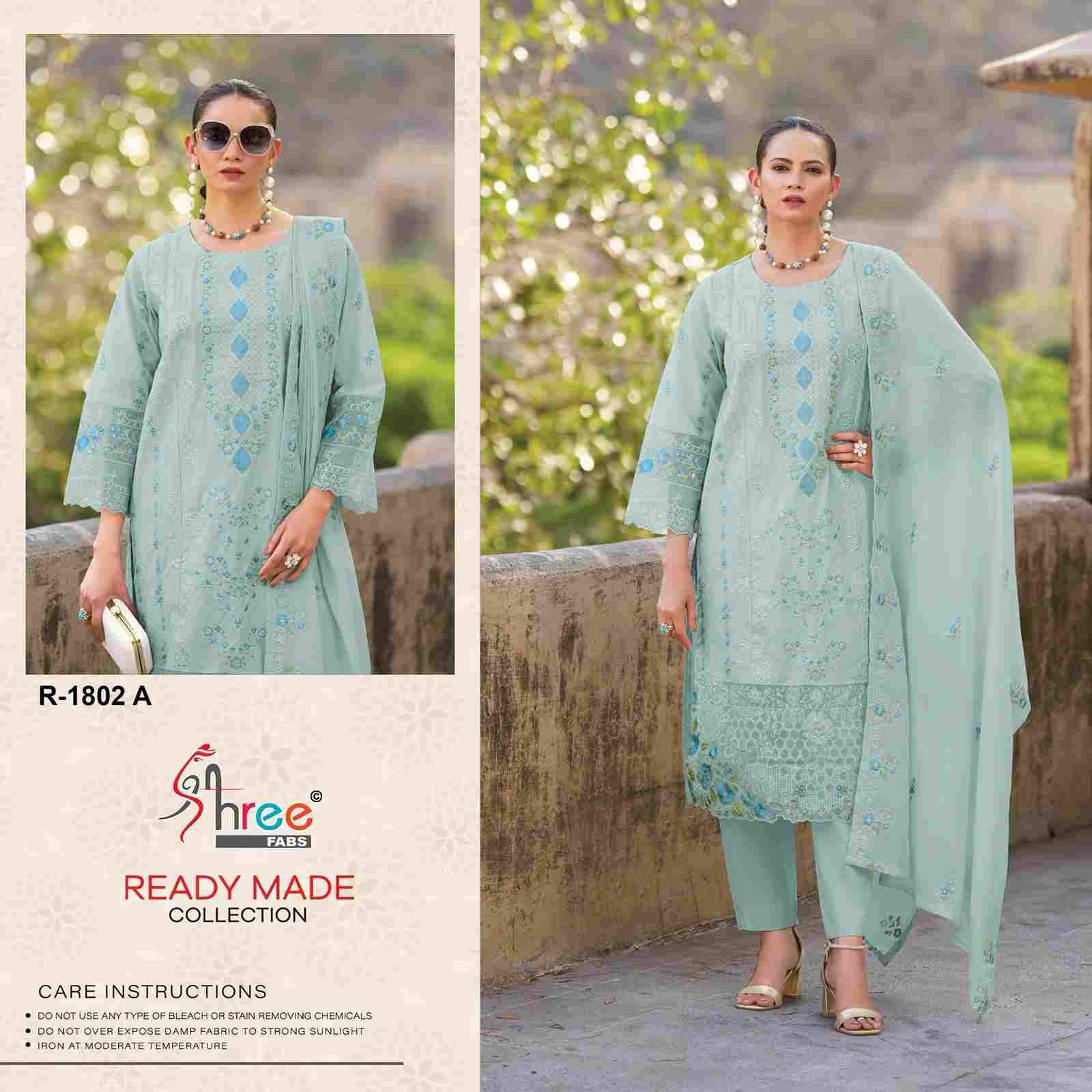 Shree Fabs Hit Design R-1802 Colours By Shree Fabs R-1802-A To R-1802-D Series Designer Pakistani Suits Collection Beautiful Stylish Fancy Colorful Party Wear & Occasional Wear Cambric Lawn Cotton Dresses At Wholesale Price