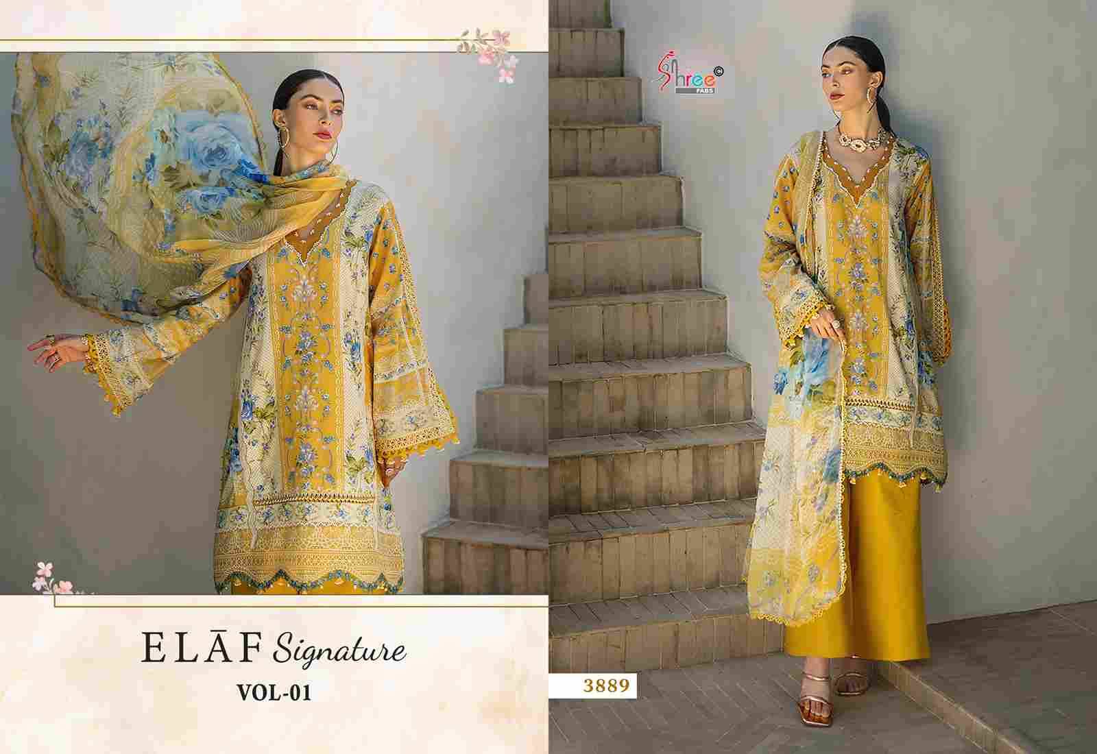 Elaf Signature Vol-1 By Shree Fabs 3886 To 3891 Series Beautiful Pakistani Suits Colorful Stylish Fancy Casual Wear & Ethnic Wear Pure Lawn Cotton Print Dresses At Wholesale Price